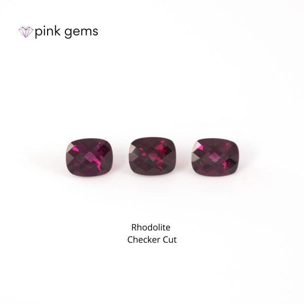 Rhodolite - purple garnet - checker cut - cushion - bulk - pink gems