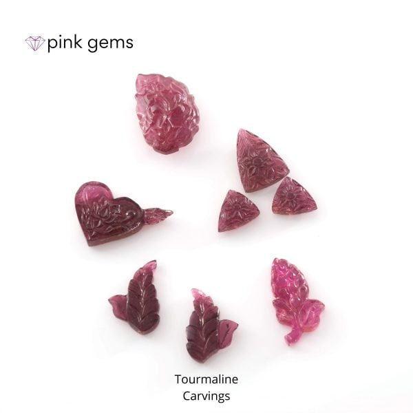 Tourmaline carvings - pink gems