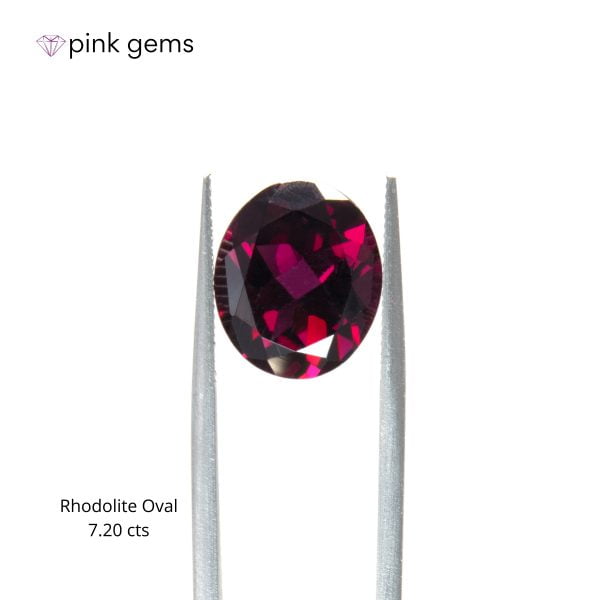 Rhodolite purple garnet, 7. 20cts, oval, luxury - pink gems